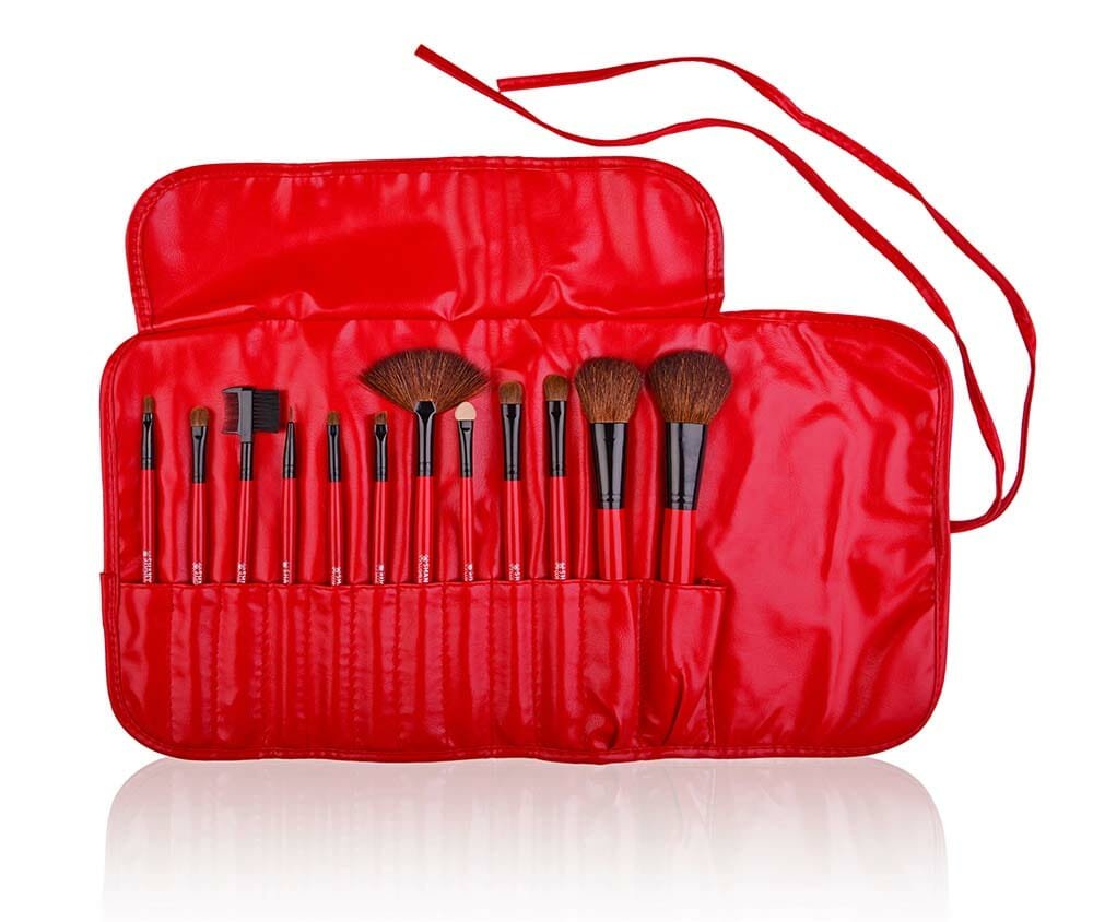 SHANY Professional 12 Piece Cosmetic Brush Set with Pouch, Red, Item# BLO17104