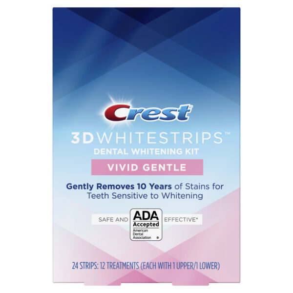 Crest 3D Whitestrips Vivid White Gentle Teeth Whitening Kit, 12 Treatments, Item# BLO12766