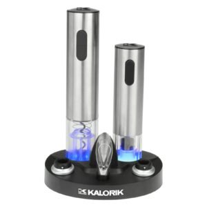 Kalorik Stainless Steel Wine Lovers Set with Opener and Preserver, Item# BLO12161