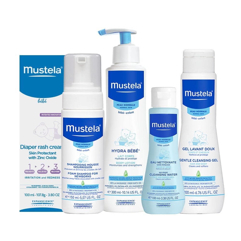 c3394cc5-6645-4345-ab8f-1db02fd3ca89_1.621996de1c264d21909ed25d43528722-1 Mustela Newborn Arrival Gift Set, Baby Bath & Skin Care with Natural Avocado Perseose, 5 Items, Item# BLO12571