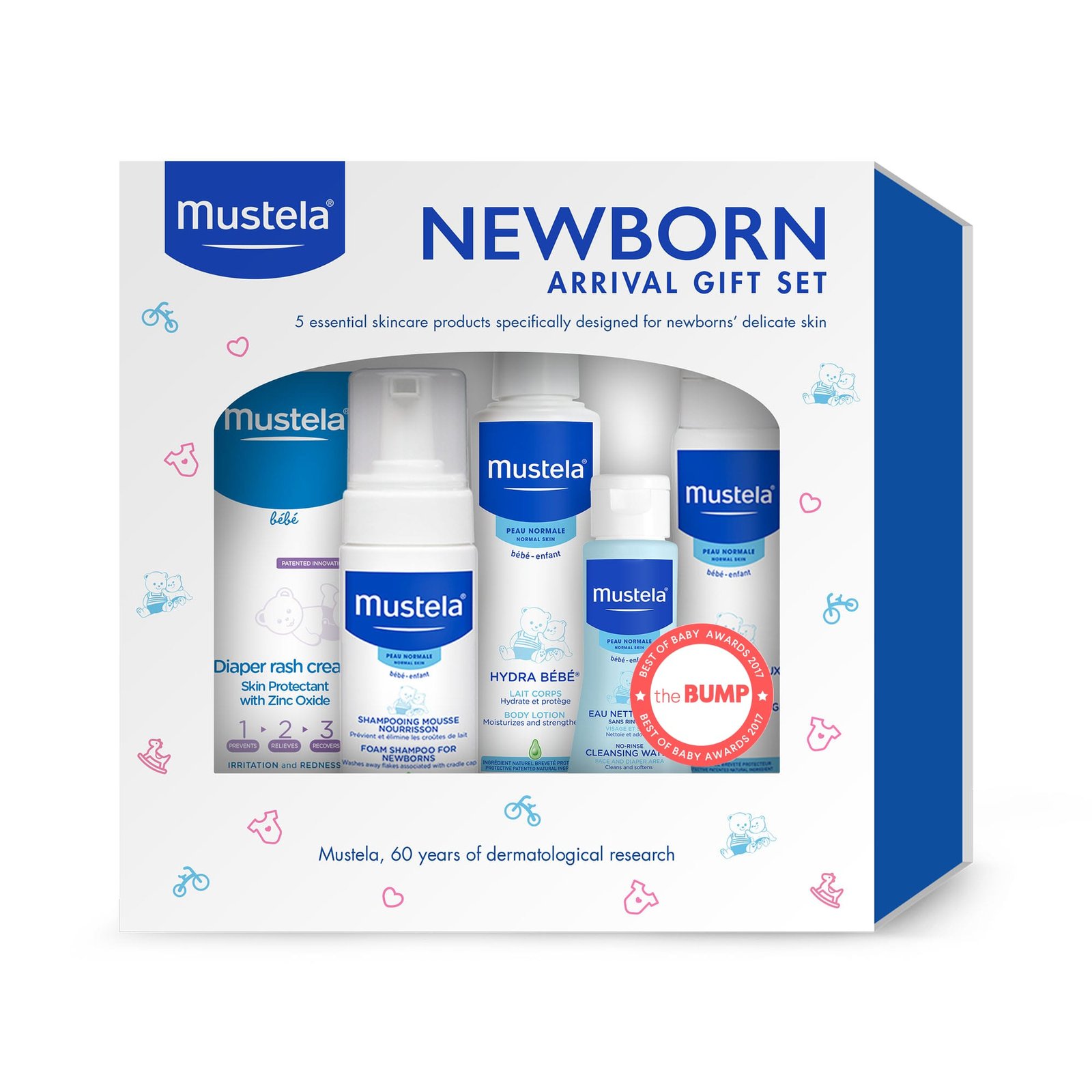c78a87db-ae3d-467d-8d35-d149193b16e7_1.58aa968836ddc8d33dd4bb210aab7b7f-2 Mustela Newborn Arrival Gift Set, Baby Bath & Skin Care with Natural Avocado Perseose, 5 Items, Item# BLO12571